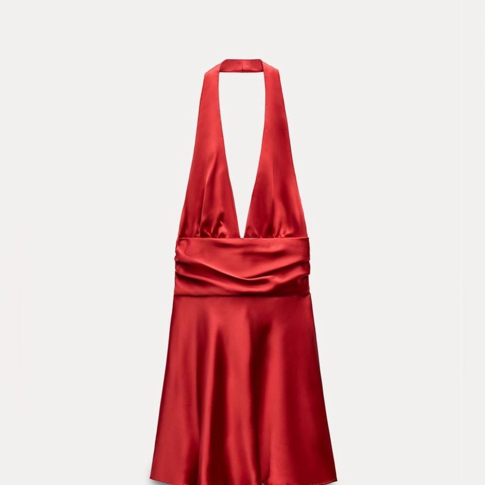 Satin like halter dress zara